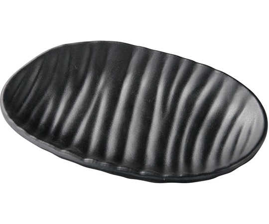 福井クラフト メラミン 16.9 ひねり小判内筋皿 黒マット 51024540 1個（ご注文単位1個）【直送品】