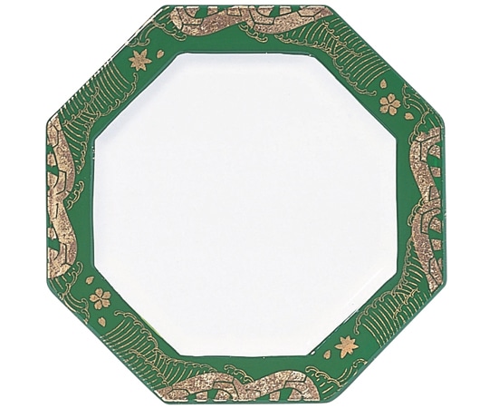 福井クラフト A八角寿司皿 御所車 常盤緑 12022460 1個（ご注文単位1個）【直送品】
