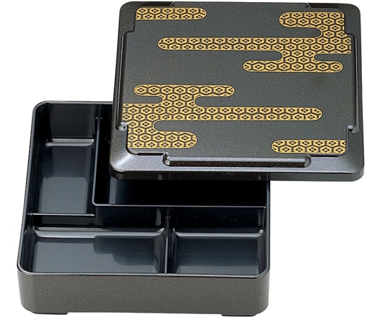 福井クラフト 6寸 戦国弁当 雲亀甲内黒(蓋親) 23213560 1個（ご注文単位1個）【直送品】