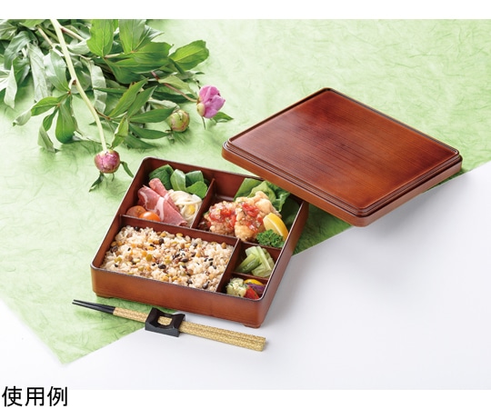 福井クラフト 7寸 角千筋弁当 ブラウン内ブラウン固定仕切(蓋親) 23213630 1個（ご注文単位1個）【直送品】