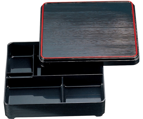 福井クラフト 7寸 角ヘギ目弁当 黒天朱内黒(蓋親) 23213750 1個（ご注文単位1個）【直送品】