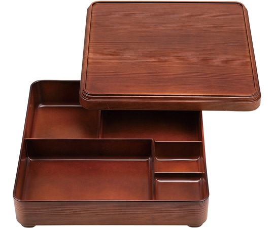 福井クラフト 8寸 角ヘギ目弁当 ブラウン内ブラウン(蓋親) 23213740 1個（ご注文単位1個）【直送品】