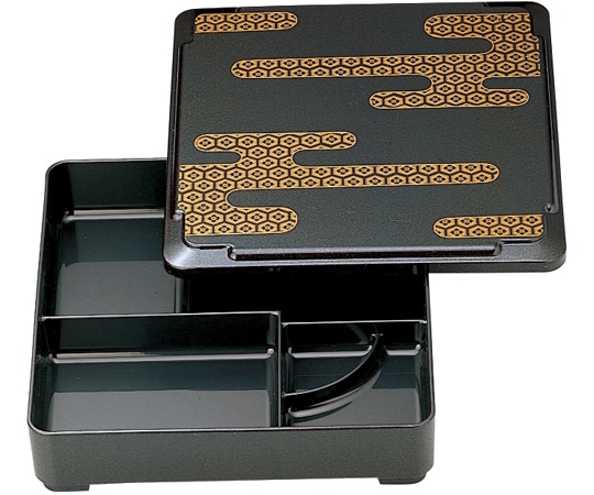 福井クラフト 8寸 戦国弁当 雲亀甲内黒(蓋親) 23213390 1個（ご注文単位1個）【直送品】