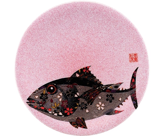 福井クラフト A150寿司皿 ピンクパール 千代紙マグロ 13000034 1個（ご注文単位1個）【直送品】