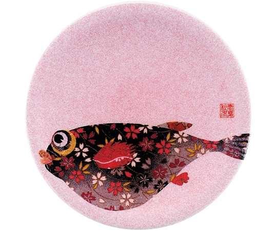福井クラフト A150寿司皿 ピンクパール 千代紙フグ 13000036 1個（ご注文単位1個）【直送品】