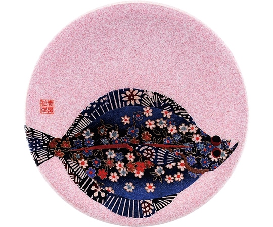 福井クラフト A150寿司皿 ピンクパール 千代紙カレイ 13000033 1個（ご注文単位1個）【直送品】