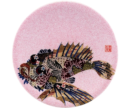 福井クラフト A150寿司皿 ピンクパール 千代紙オコゼ 13000031 1個（ご注文単位1個）【直送品】