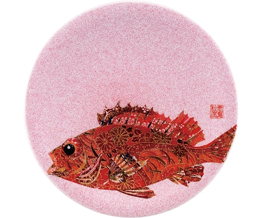 福井クラフト A150寿司皿 ピンクパール 千代紙カサゴ 13000029 1個（ご注文単位1個）【直送品】