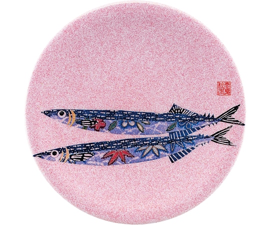 福井クラフト A150寿司皿 ピンクパール 千代紙サンマ 13000039 1個（ご注文単位1個）【直送品】