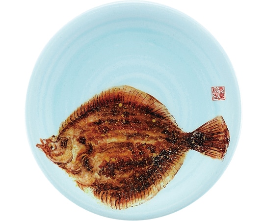 福井クラフト A150寿司皿 渦青磁 ヒラメ 13000048 1個（ご注文単位1個）【直送品】