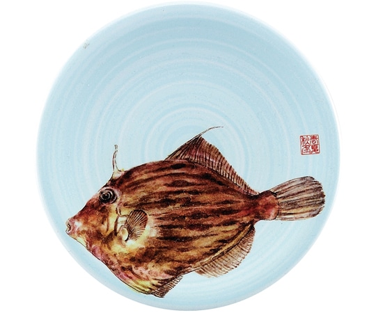 福井クラフト A150寿司皿 渦青磁 カワハギ 13000044 1個（ご注文単位1個）【直送品】