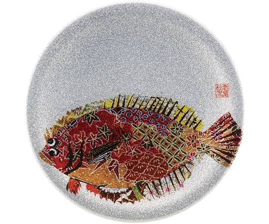 福井クラフト A150寿司皿 シルバーパール 千代紙ヒラメ 13000061 1個（ご注文単位1個）【直送品】