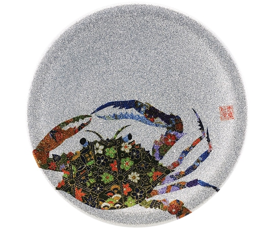 福井クラフト A150寿司皿 シルバーパール 千代紙渡りカニ 13000063 1個（ご注文単位1個）【直送品】