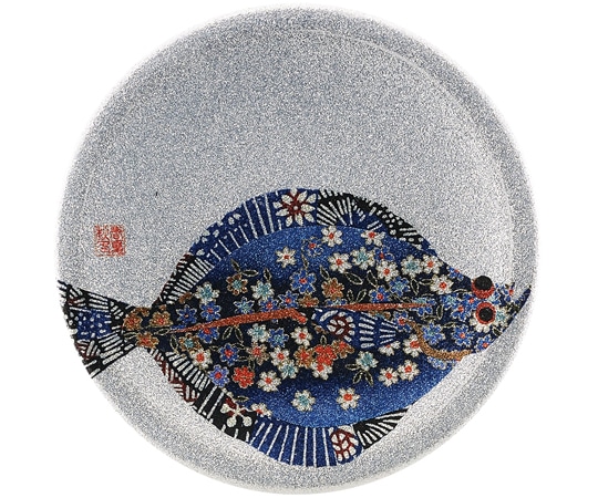 福井クラフト A150寿司皿 シルバーパール 千代紙カレイ 13000059 1個（ご注文単位1個）【直送品】