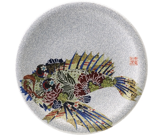 福井クラフト A150寿司皿 シルバーパール 千代紙オコゼ 13000056 1個（ご注文単位1個）【直送品】