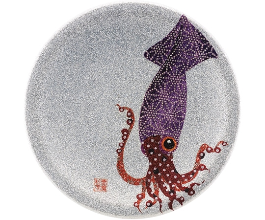 福井クラフト A150寿司皿 シルバーパール 千代紙イカ 13000058 1個（ご注文単位1個）【直送品】