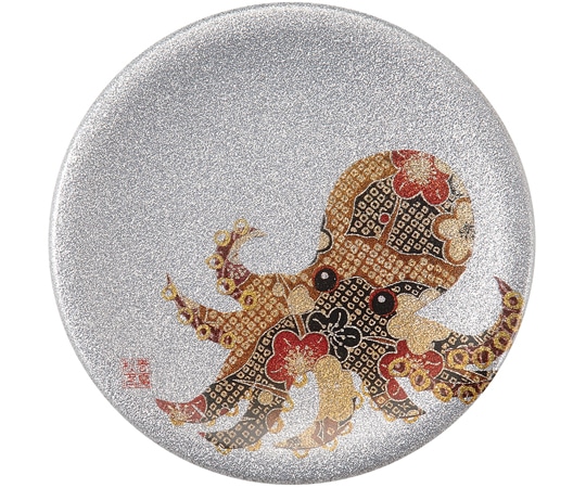 福井クラフト A150寿司皿 シルバーパール 千代紙タコ 50261660 1個（ご注文単位1個）【直送品】