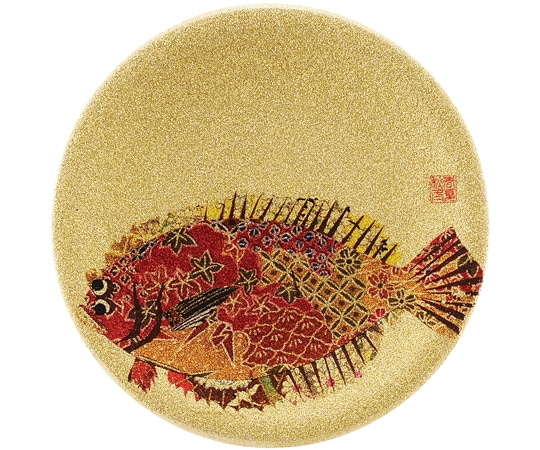 福井クラフト A150寿司皿 ゴールドパール 千代紙ヒラメ 13000069 1個（ご注文単位1個）【直送品】