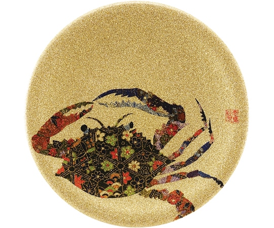 福井クラフト A150寿司皿 ゴールドパール 千代紙渡りカニ 13000071 1個（ご注文単位1個）【直送品】