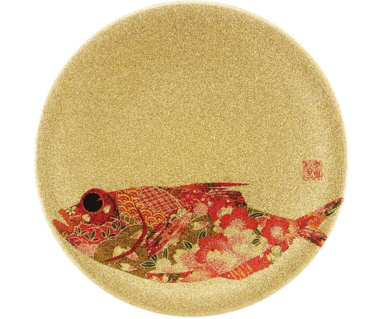 福井クラフト A150寿司皿 ゴールドパール 千代紙金目鯛 13000074 1個（ご注文単位1個）【直送品】