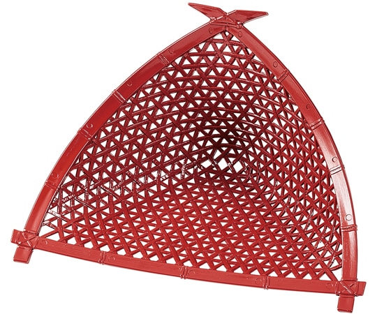 福井クラフト 8寸 やすらぎ三角カゴ 朱(全面塗) 50023795 1個（ご注文単位1個）【直送品】