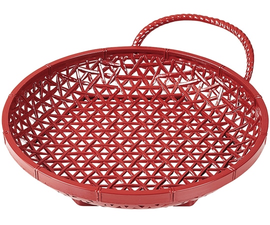 福井クラフト 6.5寸 やすらぎ丸カゴ 朱(全面塗) 50023805 1個（ご注文単位1個）【直送品】