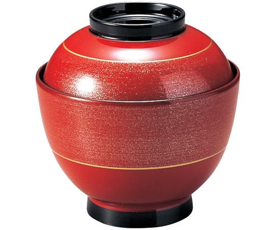 福井クラフト 耐熱3.5寸 玉子椀 朱銀カスミ帯 内黒 12024360 1個（ご注文単位1個）【直送品】