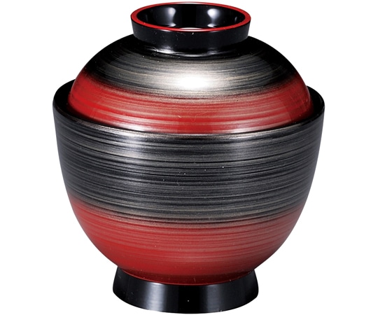 福井クラフト 耐熱3.5寸 玉子椀 朱黒/銀刷毛目 内黒 31006350 1個（ご注文単位1個）【直送品】