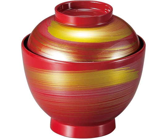 福井クラフト 耐熱3.5寸 玉子椀 朱/一筆かすり 内黒 37001610 1個（ご注文単位1個）【直送品】