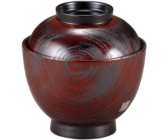 福井クラフト 耐熱3.5寸 玉子椀 赤溜/黒渦刷毛 内黒 30046190 1個（ご注文単位1個）【直送品】