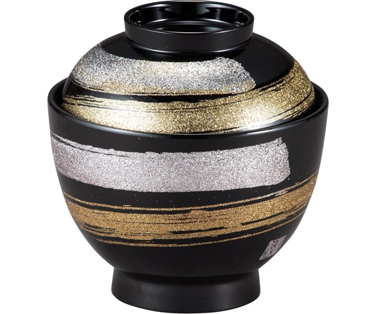 福井クラフト 耐熱3.5寸 玉子椀 ザラ目一筆/金銀 内黒 30046210 1個（ご注文単位1個）【直送品】