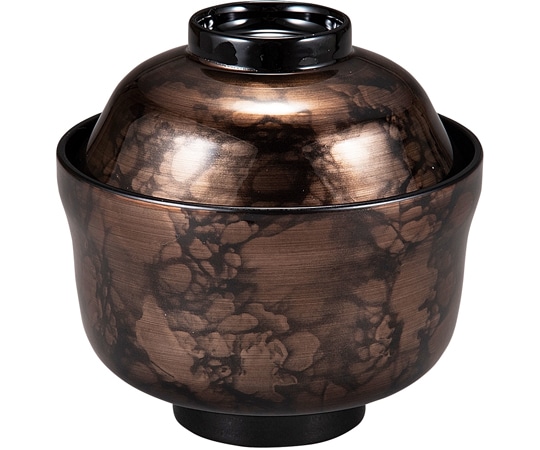 福井クラフト 耐熱まゆ型吸物椀 グレー刷毛八雲 内黒 30044940 1個（ご注文単位1個）【直送品】