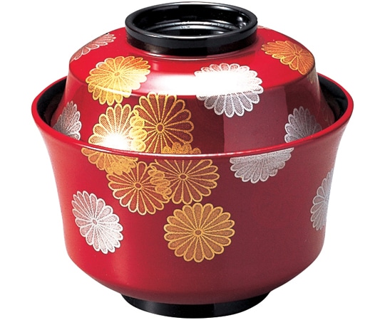 福井クラフト 耐熱3.6寸 天竜寺椀 朱/菊詰め 内黒 12024790 1個（ご注文単位1個）【直送品】