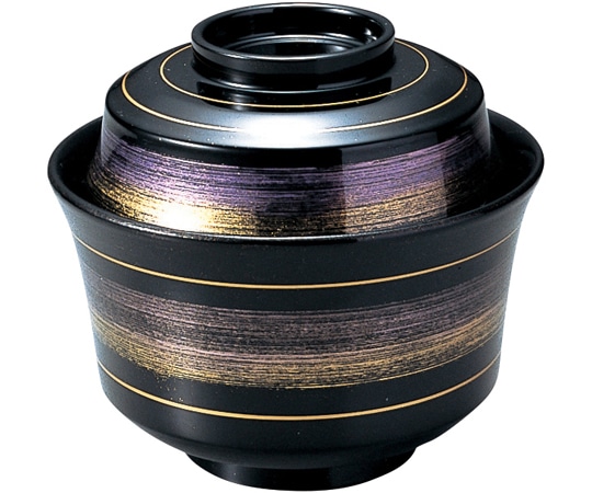 福井クラフト 耐熱3.6寸 天竜寺椀 黒/紫カスリ帯 内黒 12024760 1個（ご注文単位1個）【直送品】