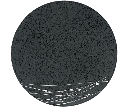 福井クラフト 耐熱22.5cm ラウンドプレート 黒タタキ白乱糸裏黒塗 51361460 1個（ご注文単位1個）【直送品】