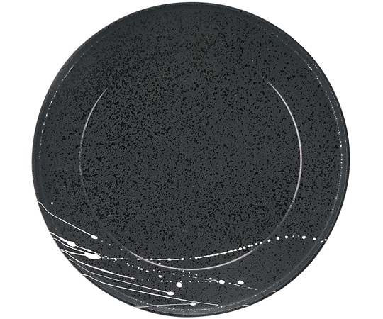 福井クラフト 耐熱25cm 丸渕刷毛目盛皿 黒タタキ白乱糸裏黒塗 51361530 1個（ご注文単位1個）【直送品】