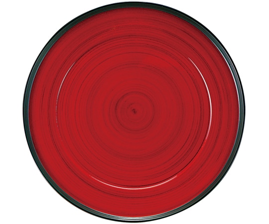 福井クラフト 耐熱25cm 丸渕刷毛目盛皿 朱刷毛目渕黒裏黒塗 51361550 1個（ご注文単位1個）【直送品】