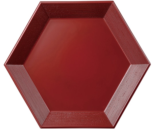 福井クラフト 耐A六角渕ヘギ目皿 吟朱/裏黒 50001160 1個（ご注文単位1個）【直送品】