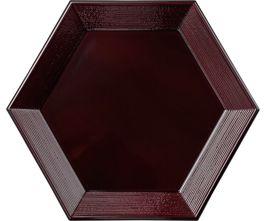 福井クラフト 耐A六角渕ヘギ目皿 溜/裏黒 50001170 1個（ご注文単位1個）【直送品】