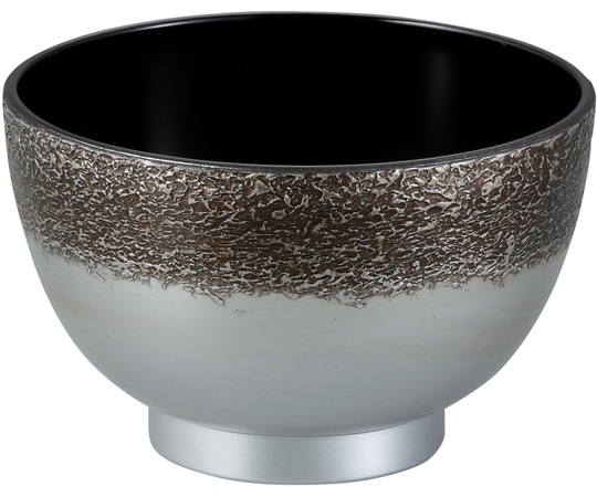 福井クラフト TA 3.5無地汁椀 絞り墨入れ銀内黒 33502330 1個（ご注文単位1個）【直送品】