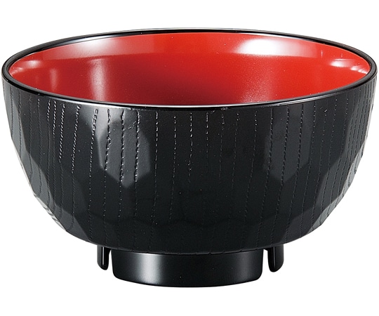 福井クラフト 耐熱ピース亀甲汁碗 黒内朱天黒 30004160 1個（ご注文単位1個）【直送品】