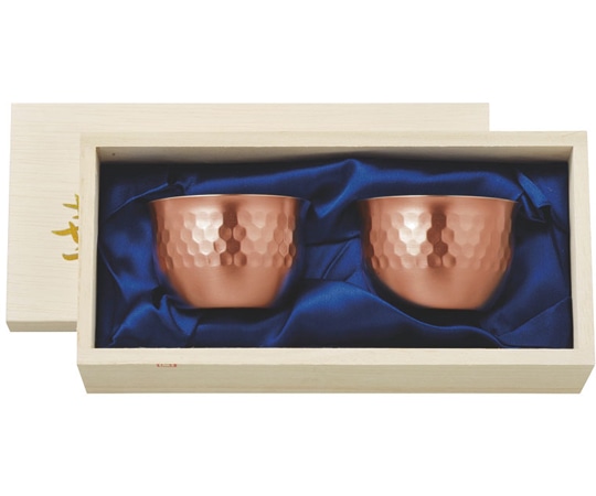 田辺金具 華 ぐいのみ 90ml 槌目 銅ミラー 桐箱2ヶセット 1セット(2個入)  1セット（ご注文単位1セット）【直送品】