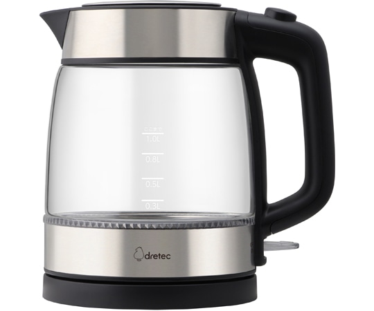 ドリテック ガラスケトル｢エルダー｣ 1.0L ブラック PO-161BK 1台（ご注文単位1台）【直送品】