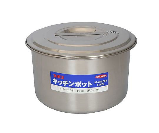 スギコ産業 18-8 目盛付浅型キッチンポット 1.9L SH-4616S 1個（ご注文単位1個）【直送品】