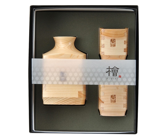 ヤマコー 粋・ひのき 角ぐいのみ 3点セット 89282 1セット(ご注文単位1セット)【直送品】