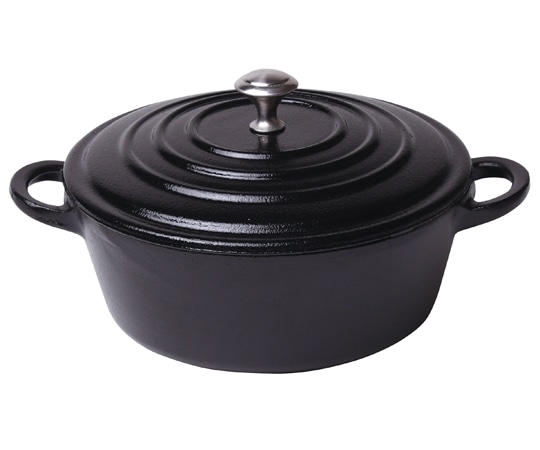 ヤマコー 健康料理鍋 丸型 ブラック 78263 1個(ご注文単位1個)【直送品】