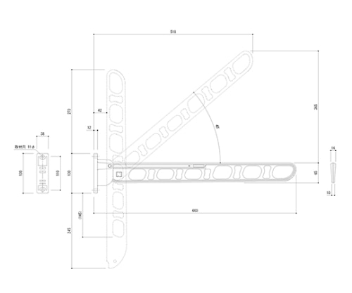 神栄ホームクリエイト 物干金物 バルコニー用 縦収納タイプ ダークブロンズ SK-66TMS-BC 1個(ご注文単位1個)【直送品】
