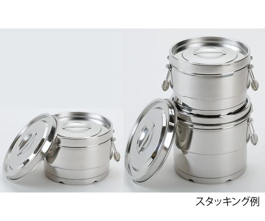 ホクリク総業 18-8 段付二重保温食缶クリップなし 14L  1個（ご注文単位1個）【直送品】