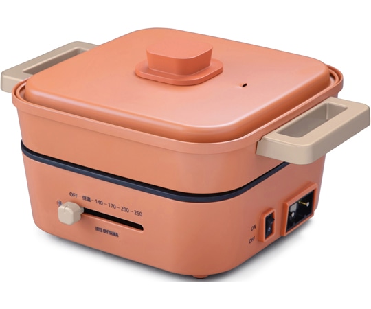アイリスオーヤマ グリルなべ 3枚プレート オレンジ IGU-P3-D 1個(ご注文単位1個)【直送品】