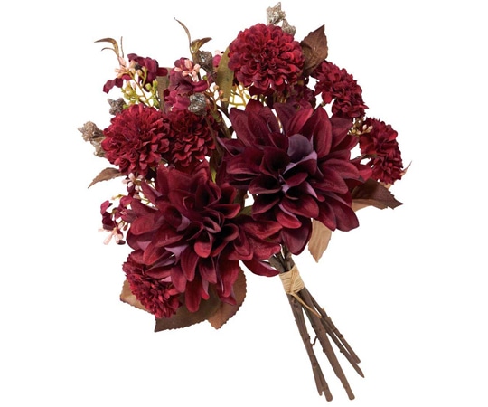 アズワン フォンタナダリア造花ブーケ30cm 秋飾り バーガンディ 37-4-1-2 1個(ご注文単位1個)【直送品】